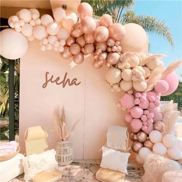 158Pcs Dusty Rose Pink Balloon Garland Kit Arch with Gream Peach, Peach, Apricot - Picture 7 of 7